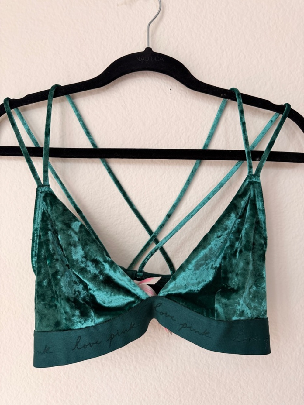 Victoria’s Secret PINK Velvet‎ Bralette Y2K Fairy Grunge Strappy Bralette Size L